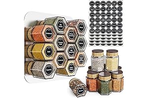 12 Magnetic Spice Jars with 100 Seasoning Label Stickers
