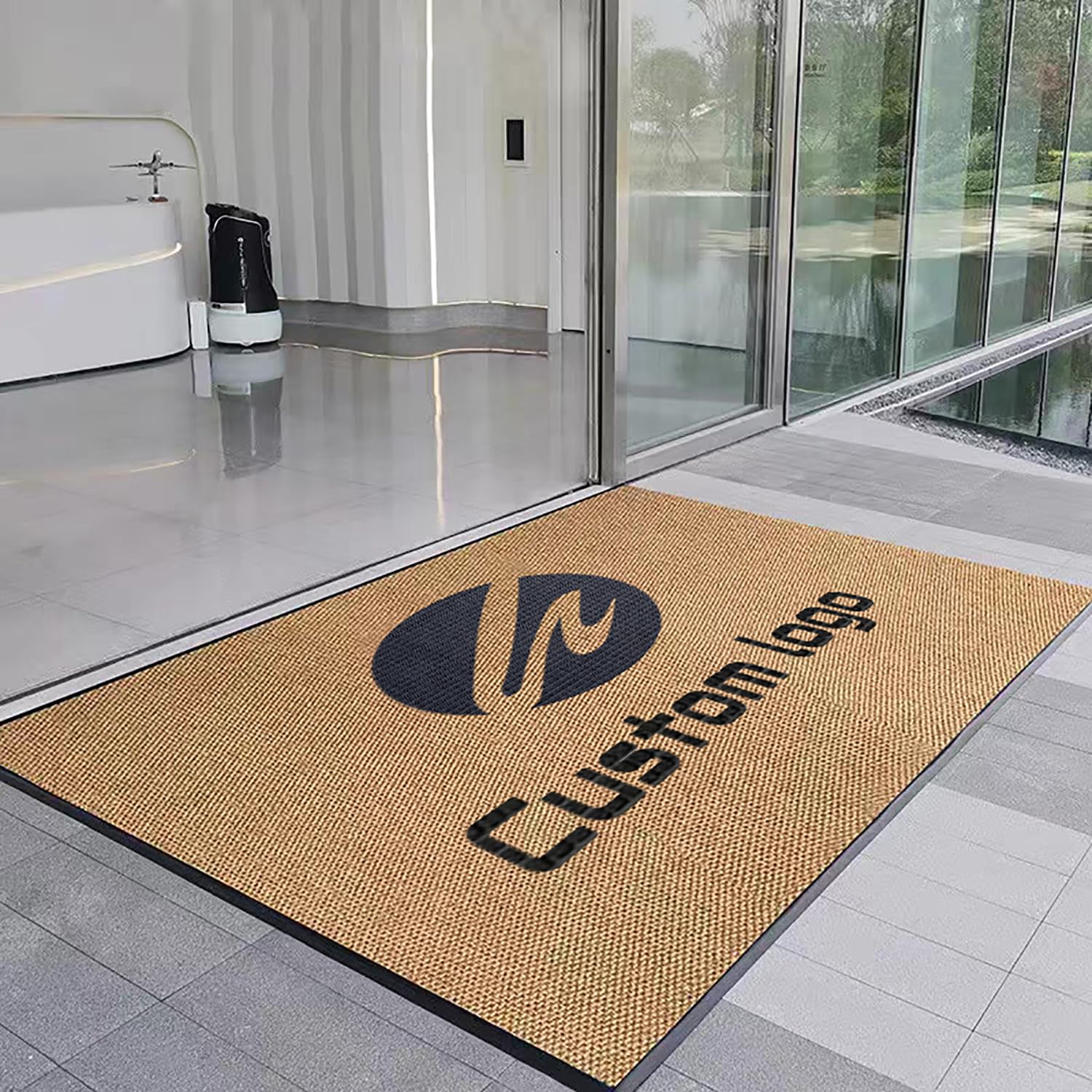Zerbino Personalizzato con Logo Ingresso Esterno Interno Zerbini Personalizzati Antiscivolo Resistente Sporco Tappetino per Famiglia Società Centri Commerciali,90x120cm