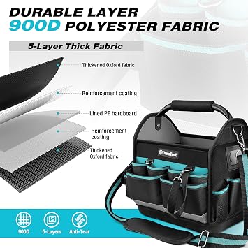DURATECH Open Tote Tool Bag, 30.5 x 22 x 30 cm
