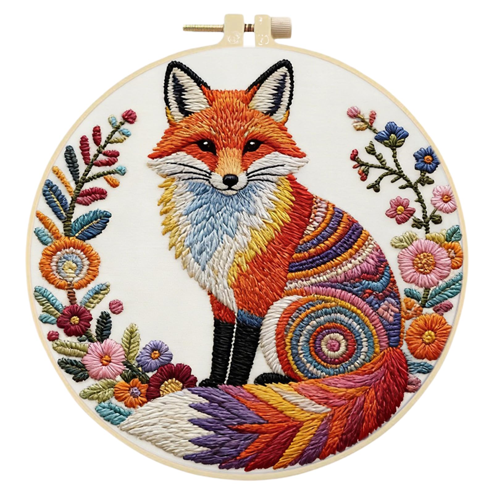 Animal DIY Embroidery Kit for Beginners Adults Craft Lovers Gift with 29x29cm Embroidery Hoop and Complete Tools