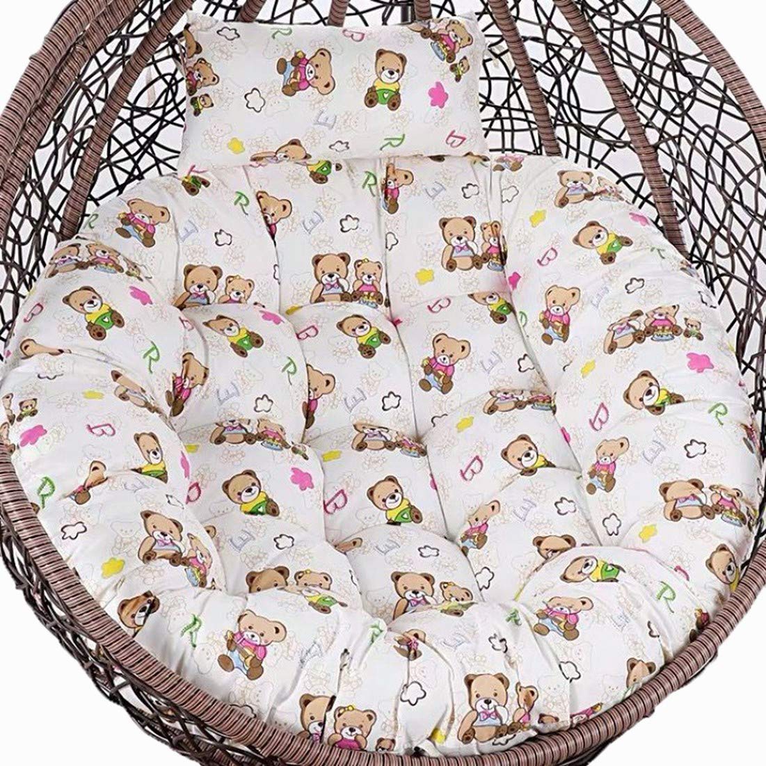 ERTsrhFD Hanging Swing Chair Cushion,Outdoor Hammock with Pillow, Thick Washable Cushions(Bear)