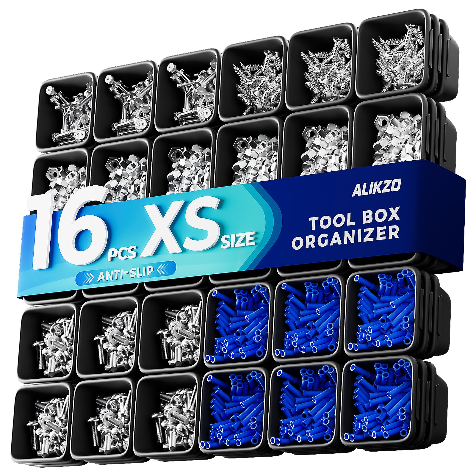 Organizadores de tornillos y tuercas: 16 bandejas para cajones de herramientas