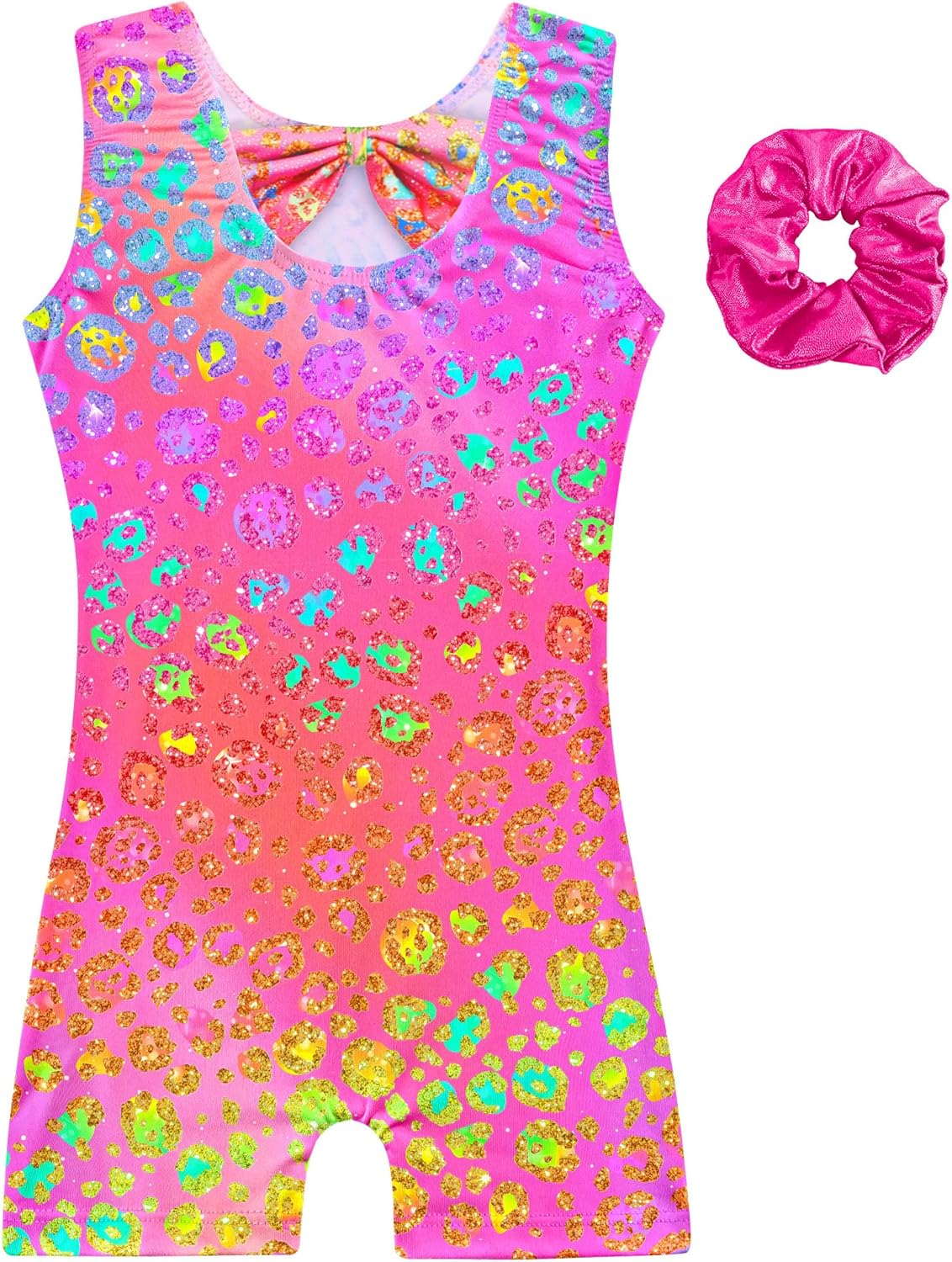 Leotards for Girls Gymnastics Kids Sleeveless Biketard with Shorts Sparkly Dance Tumbling Outfits