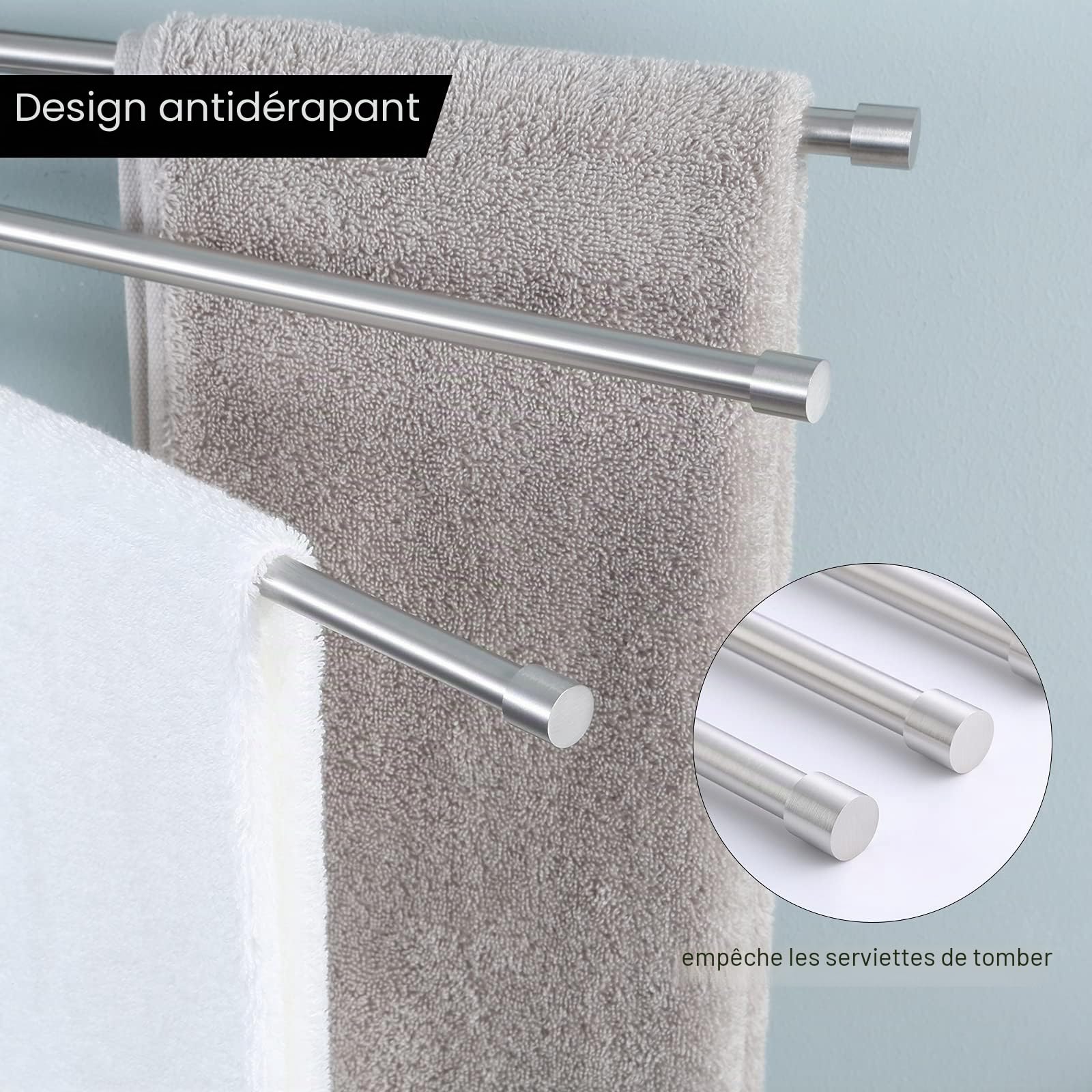 KES Porte-Serviettes Pivotant à 4 Bras pour Salle de Bain, Porte Serviettes Mural Acier Inoxydable SUS304 Porte Serviette Brossé, A2102S4-2