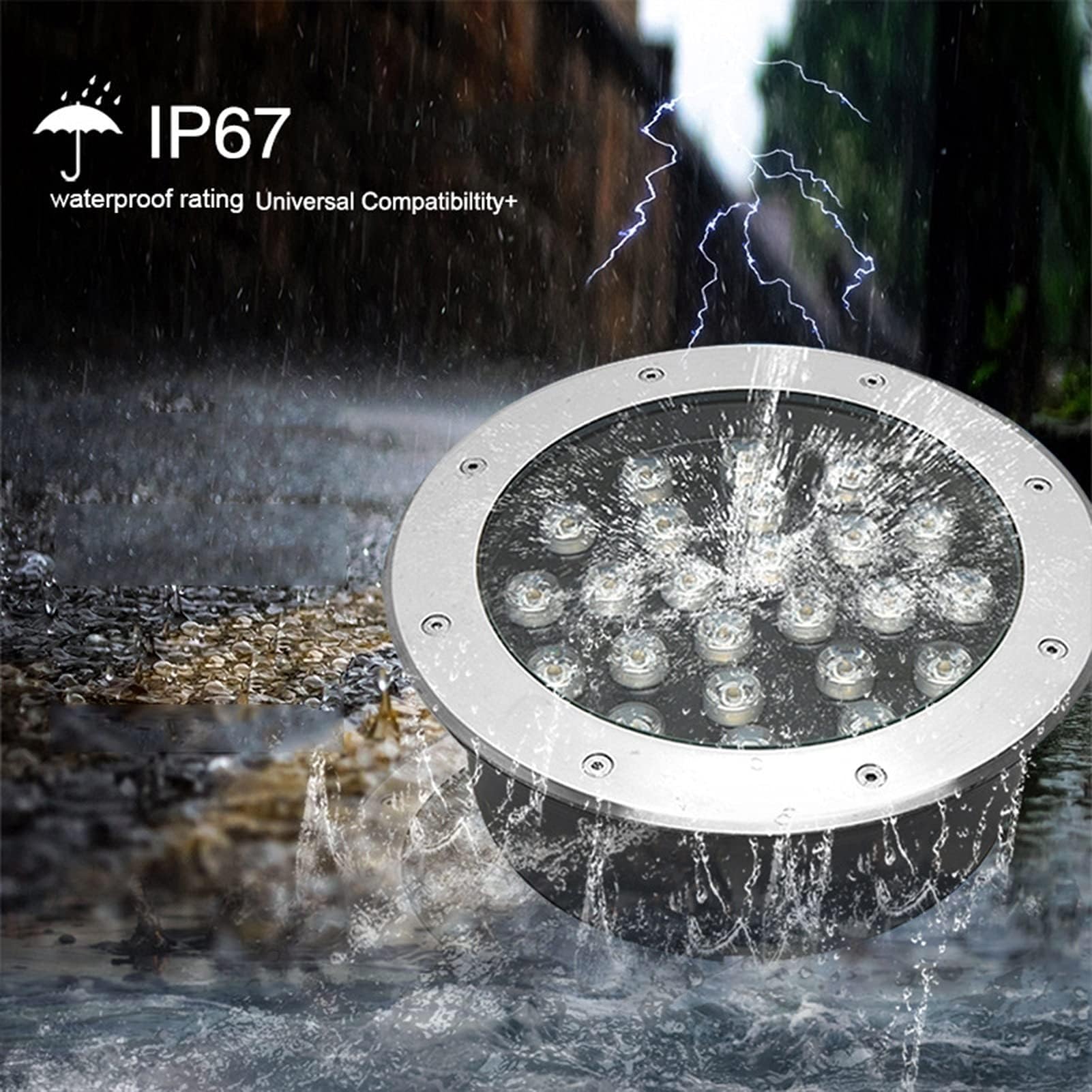 Projecteur LED encastré 12 W pour éclairage paysager, étanche IP67, idéal pour l'éclairage de Chantiers et d'allées.