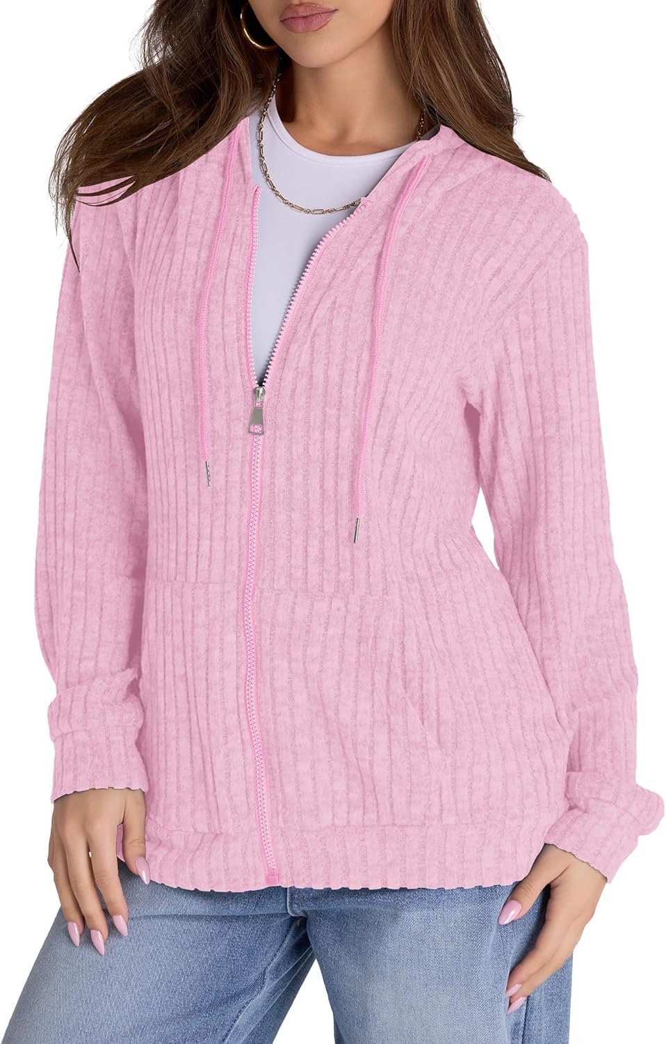 Witsmile Zip Up Hoodie Women Oversized Sweatshirt Long Sleeve 2026 Fall Outfit Lightweight Jackets Workout Clothes