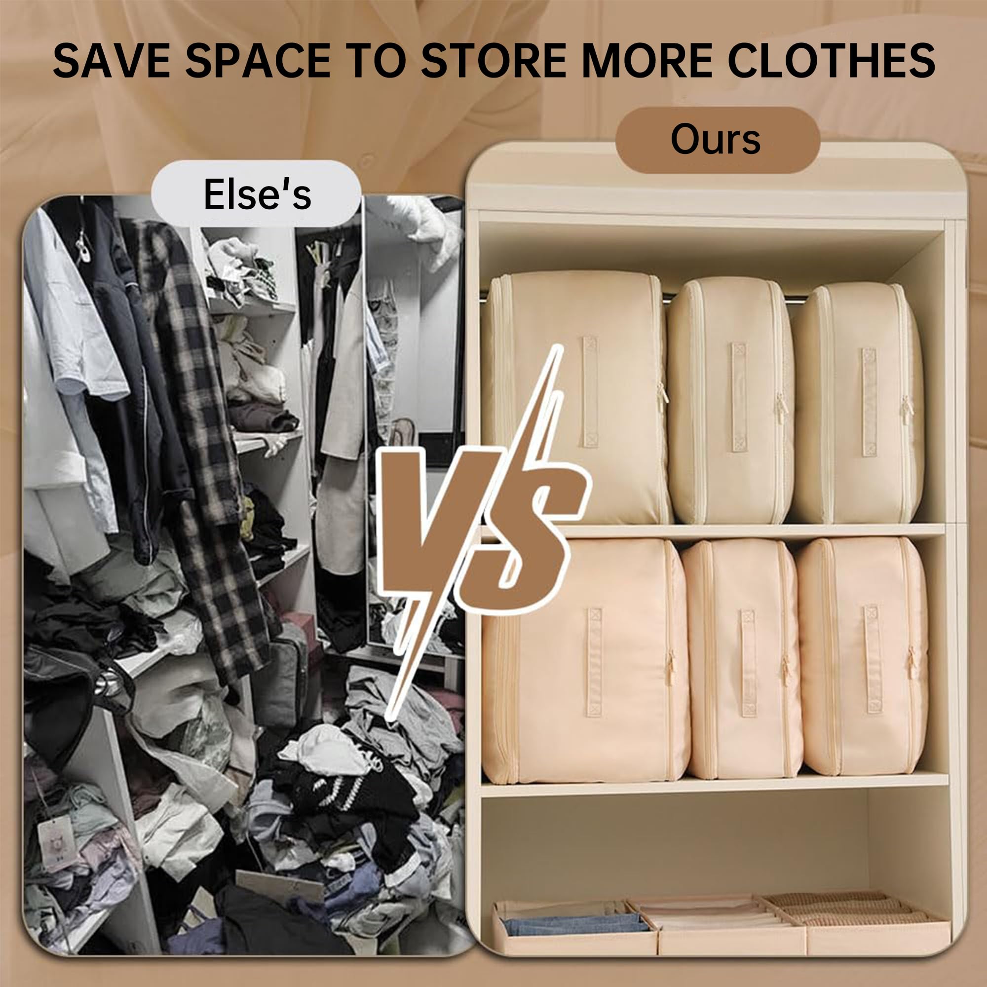 2024 - Organizer autocomprimente ultra spazio, grande, per coperte, vestiti, organizer portatile (XL, 52 x 42 x 60 cm
