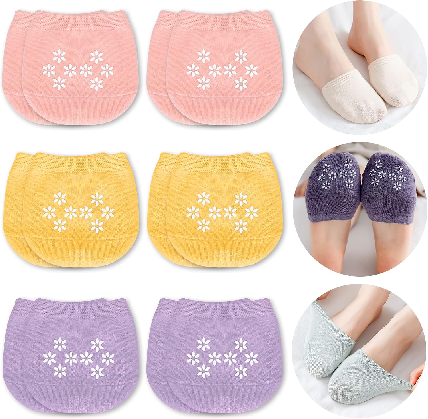 SooGree 6 Pairs Toe Topper Socks Women Invisible Socks Toe Cover Liner Half Socks Seamless Non-Slip Toe Half Socks
