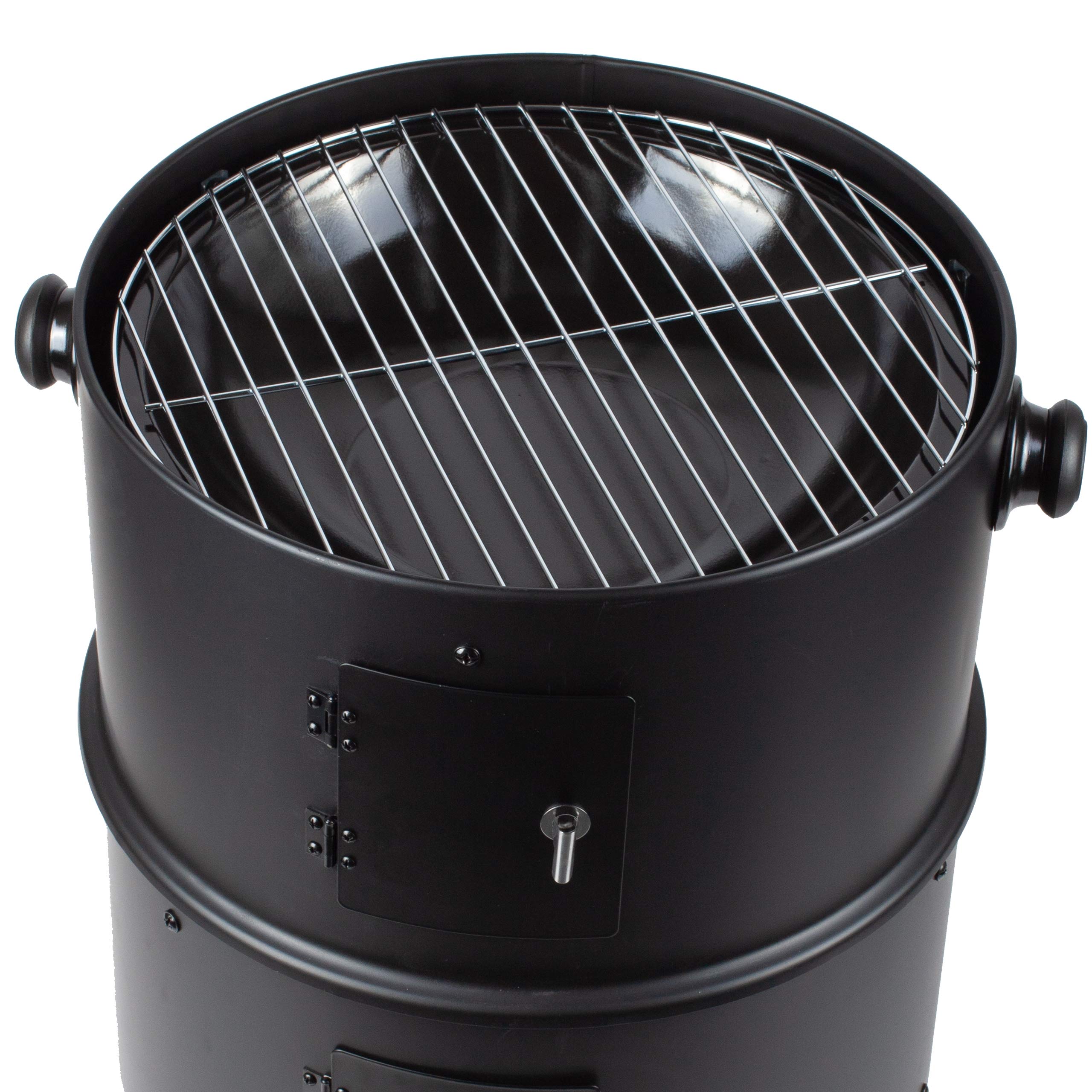 GrillMaster Grill Węglowy SmokeHouse GM8000 + Wędzarnia + Termometr, Ogrodowy, Wędzenie, Gotowanie na Parze, Dwie Misy, Funkcja Paleniska