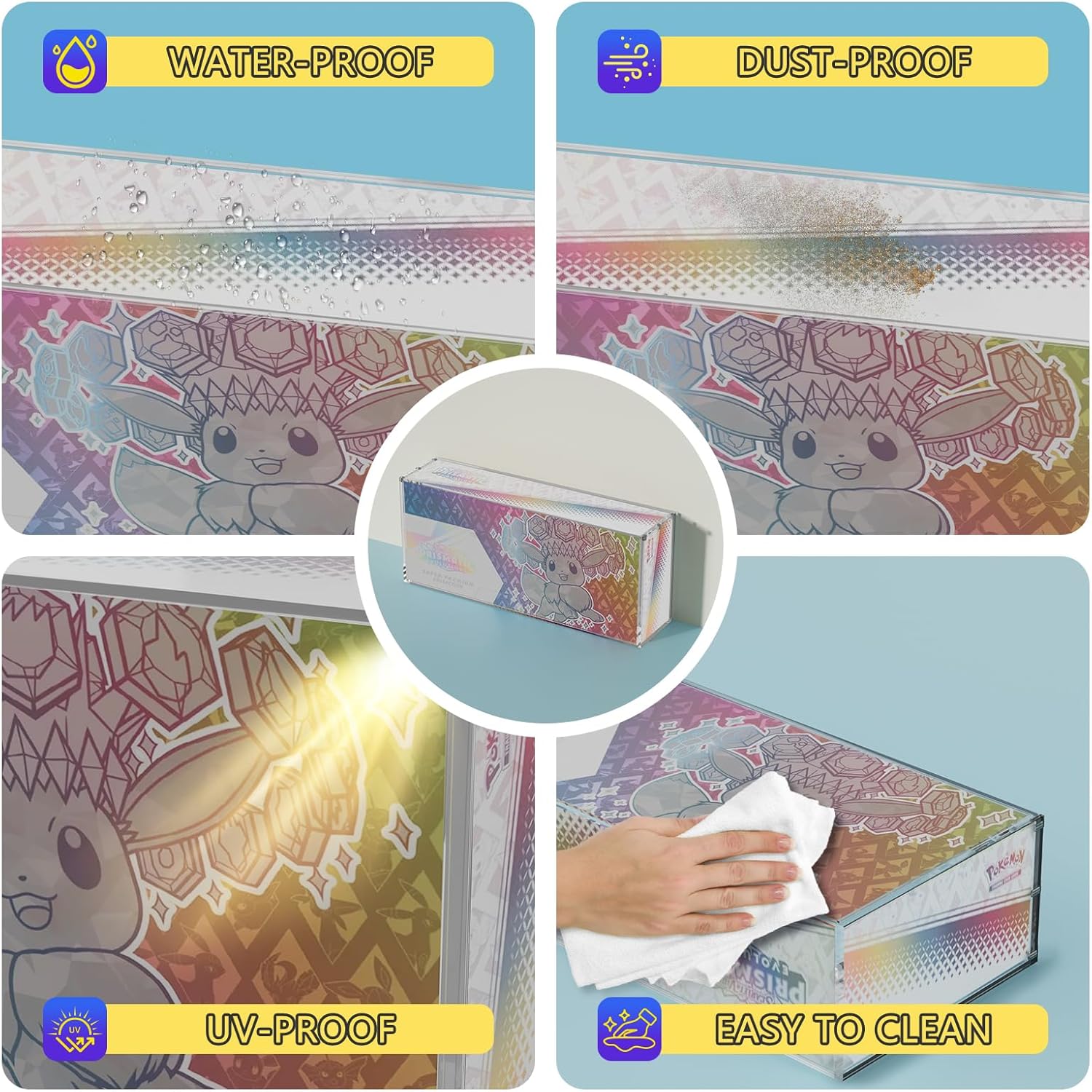 Prismatic Evolutions SPC Box Acrylic Display Case, SPC Protector Case, Compatible with Prismatic Evolutions Super-Premium Collection Box, Ultra Thick 8mm + 5mm Acrylic with Strong Magnetic Lid