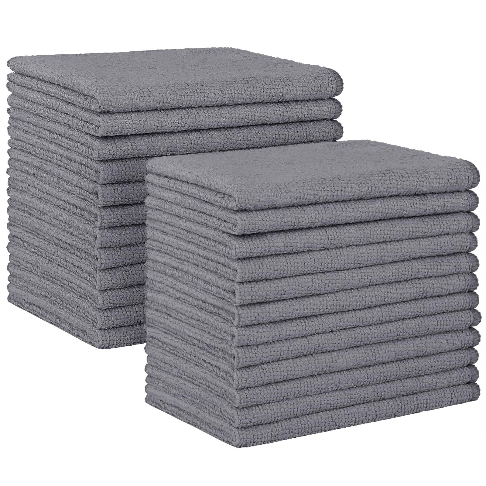 HOMEXCEL Grey Microfiber Cleaning Cloth 24 Pack Absorbent Cleaning Rags Lint-Free Streak-Free Cleaning Towels for Car Kitchen House