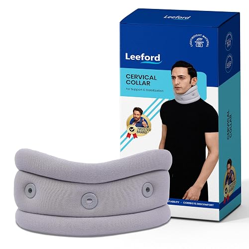 Leeford Ortho Soft Cervical Collar for Neck Pain & Spondylitis | Neck Support for Cervical Pain | Breathable Neck Band for Men and Women, Adjustable, and Skin-Friendly Size-L