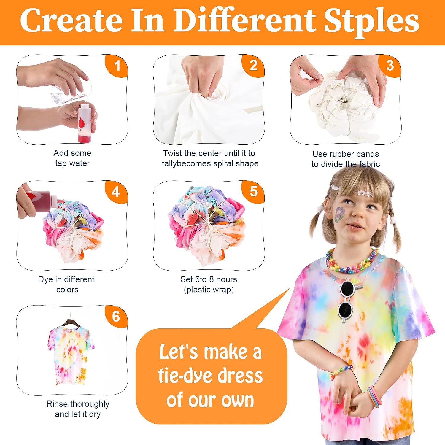 Tie Dye Kit, 8 Colors 16 Dye Packets for Tie Dye Kit for Kids,AIPASA One-Step Tie Dye Set, Textile, T-Shirt, Canvas Supplies for Adults, Women, Men, Artist, Children, Party, Festival Fashion DIY Gift