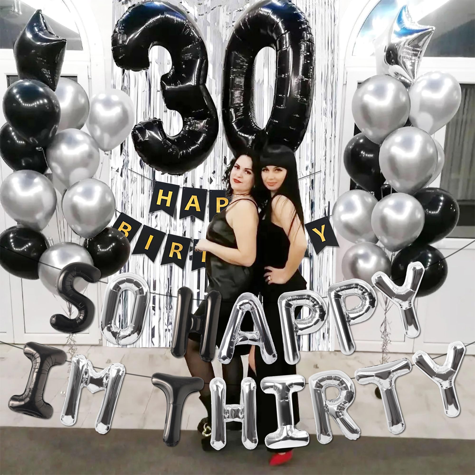 Palloncini 30 Anni Copleanno Verde,Decorazioni 30 anni Copleanno Donna con Striscione di Buon
