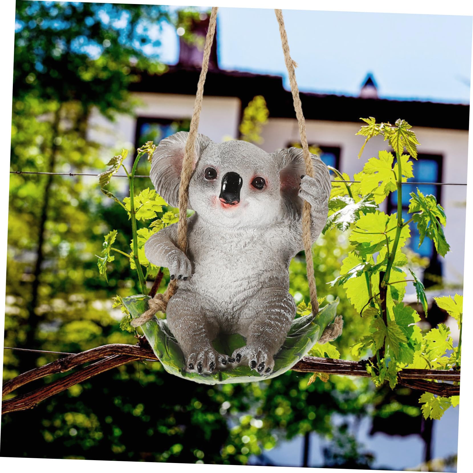 Delikatna Dekoracja Koala z Żywicy Wisząca Figurka Zwierzęca Do Ogrodu Lekka i Przenośna Ozdoba Zewnątrz Unikalny Design Do Dekoracji Podwórka