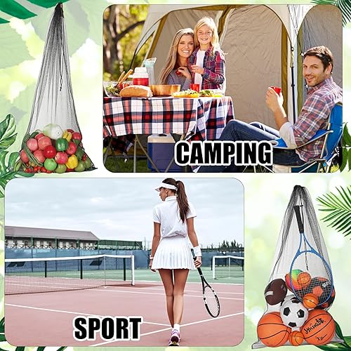 Miniatura 4 de Wesnoy 6 bolsas de malla de 24 x 48 pulgadas, bolsa de malla con cordón, bolsa de almacenamiento de malla, bolsa de equipo deportivo para pelotas de