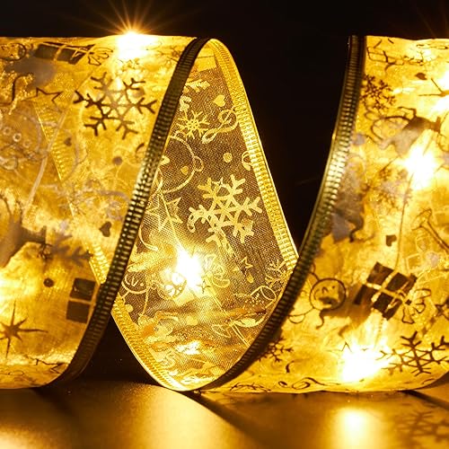 Miniatura 5 de Decoraciones para árbol de Navidad, 2.5 pulgadas x 32.8 pies, 100 luces LED para árbol de Navidad con temporizador, funciona con batería y USB, 8