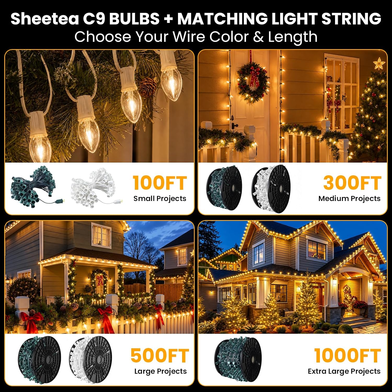 Sheetea 50 Pack C9 LED Replacement Christmas Light Bulbs, Warm White image 5