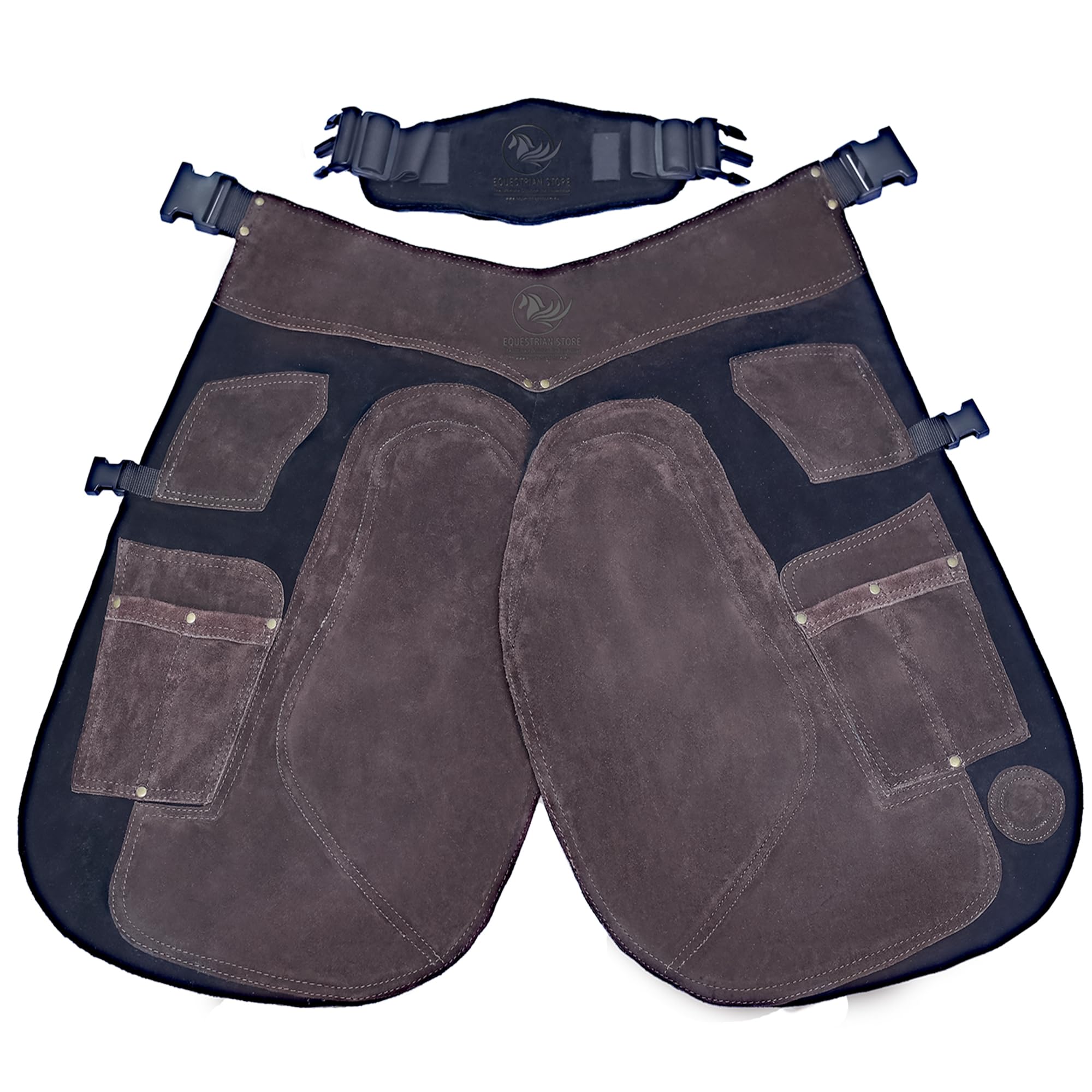 EQUESTRIAN STORE Damen-Hufschmiedschürze aus Vollnarbenleder, 59 cm. Hochwertige Hufschmiedschürze und Chaps. Pferdeputzschürze