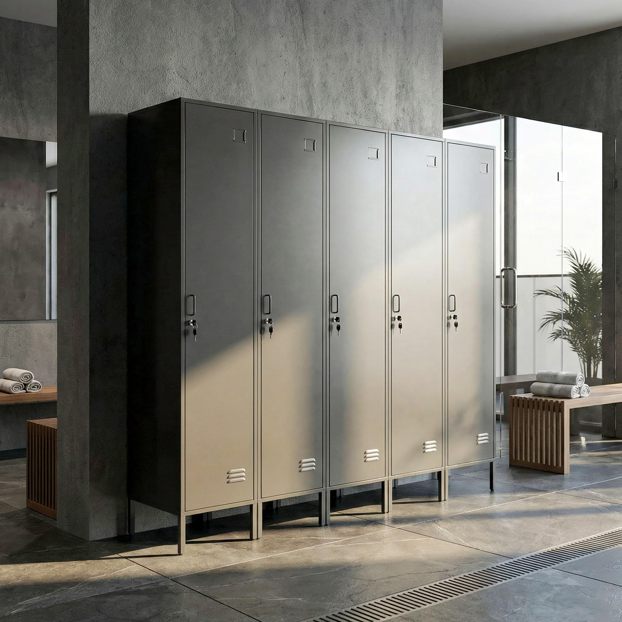 HOMCOM Metallshrank Spind Abschließbar Schließfachschrank mit Kleiderstange, Namensschildhalter, Lüftungsschlitze und Ablage Kleiderschrank Aufbewahrungsschrank 40x40x179cm Schwarz
