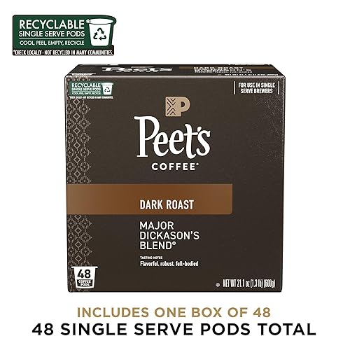 Vista 20 de Peet's Coffee, Cápsulas K-Cup Dark Roast para cafeteras Keurig, tostado francés, 88 unidades (4 cajas de 22 cápsulas K-Cup)