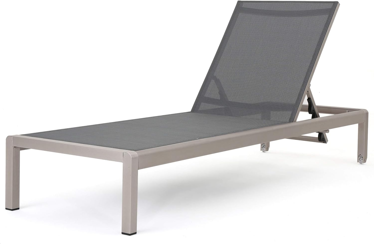 Christopher Knight Home Cape Coral Outdoor Mesh Chaise Lounge, Silver / Dark Grey