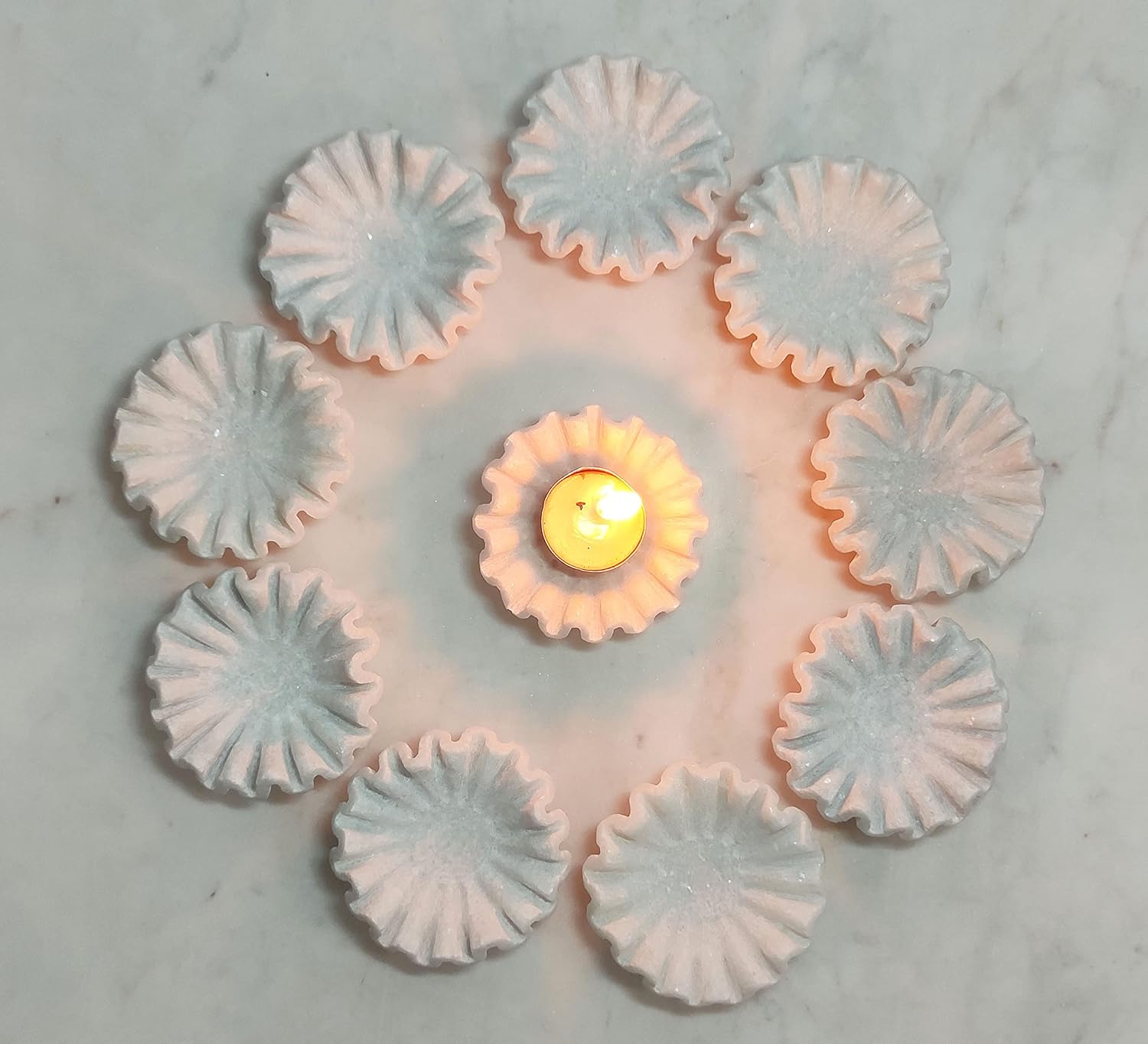 Marble Ruffle Bowl, Marble Scalloped Bowl, Marble Decorative Bowl, Handmade Ruffled Bowl