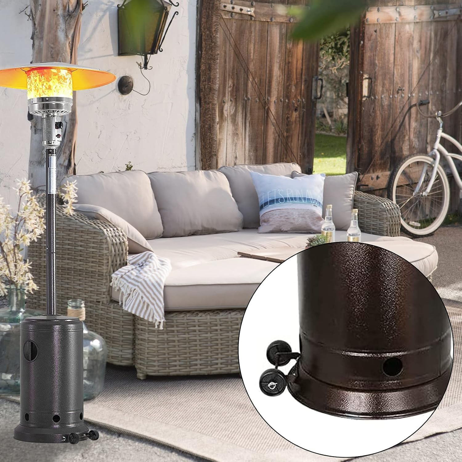 review Universal Patio Heater Wheel Kit- Propane Gas Patio Heater Wheels Replacement Universal Movable Wheel Patio Heater Parts Outdoor Umbrella Gas Heater Wheel Kit Gas Liquefied Gas Patio Heater Pulley