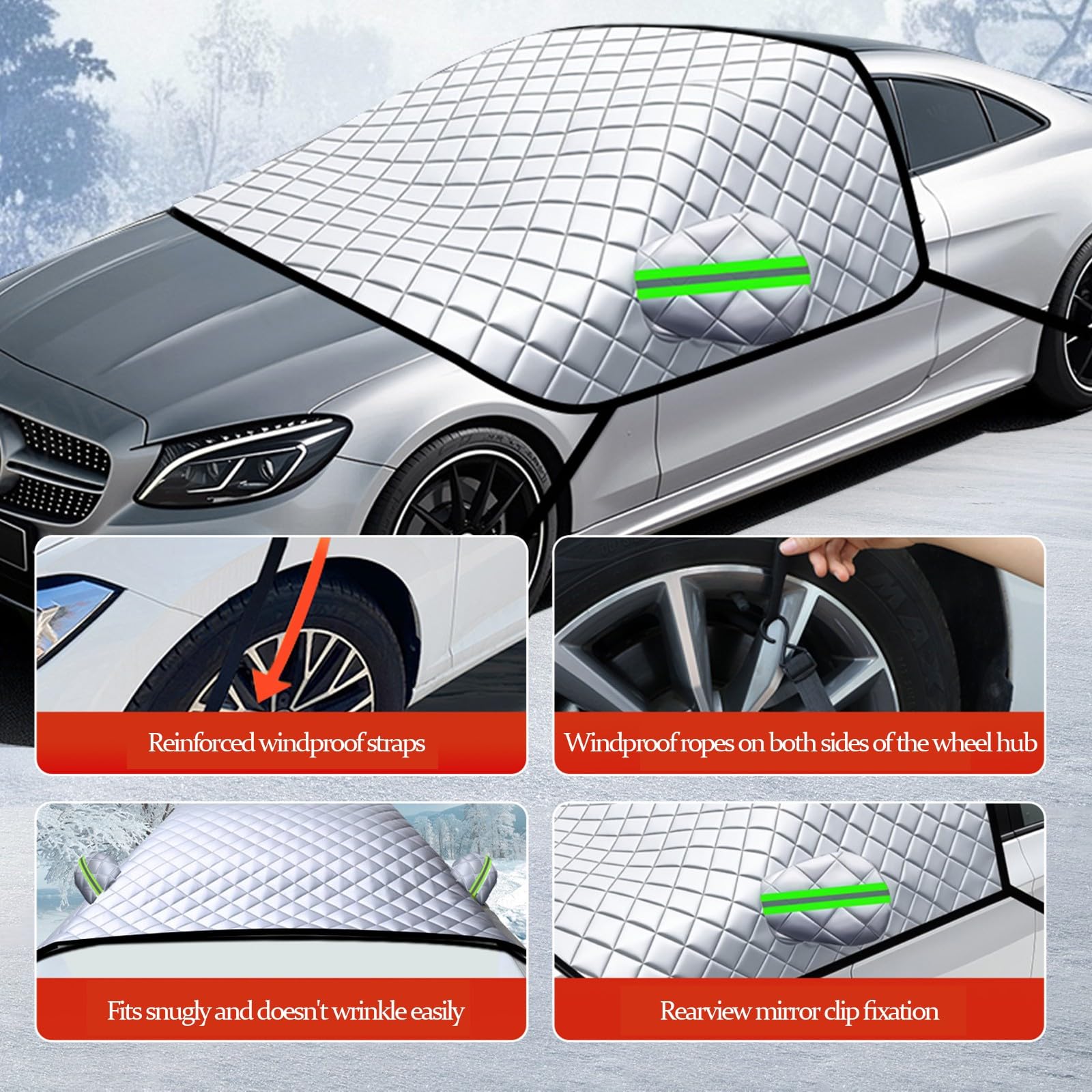 Telo Protettivo per Parabrezza per Lancia Ypsilon (1996-2025),Copri Parabrezza Auto Inverno,Protezione Totale Anti-Gelo,Neve,UV,Adatta Maggior Parte di Auto