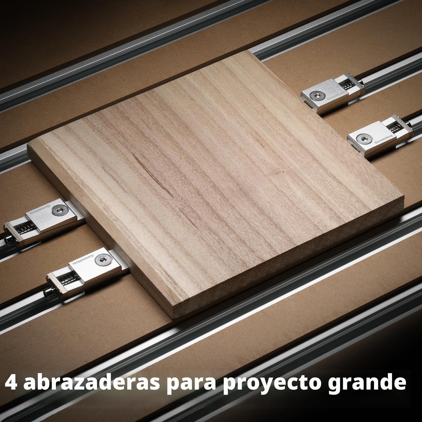 Genmitsu - Juego de 4 mini tornillo de banco de aluminio de alta precisión CNC para proyectos de fresado de madera y metales, tamaño 56 x 22 x 21 mm, perfil bajo