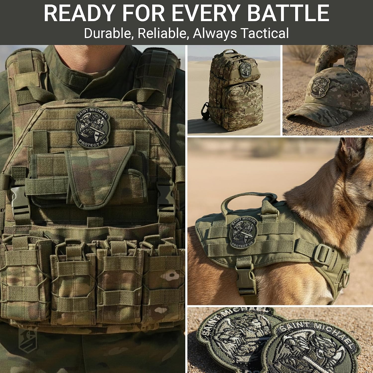 2-Pack Saint Michael Patch Embroidered Hook and Loop Police SWAT Morale Military Patches for Tactical Backpack Dog Harness Vest Helmet Gear Sew On 3 Inches