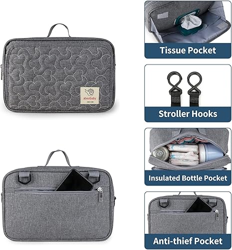 Miniatura 2 de TRENDPLAY Bolsa de pañales pequeña para cochecito, organizador de pañales para pañales con bolsillo aislado, correas para cochecito y correa de