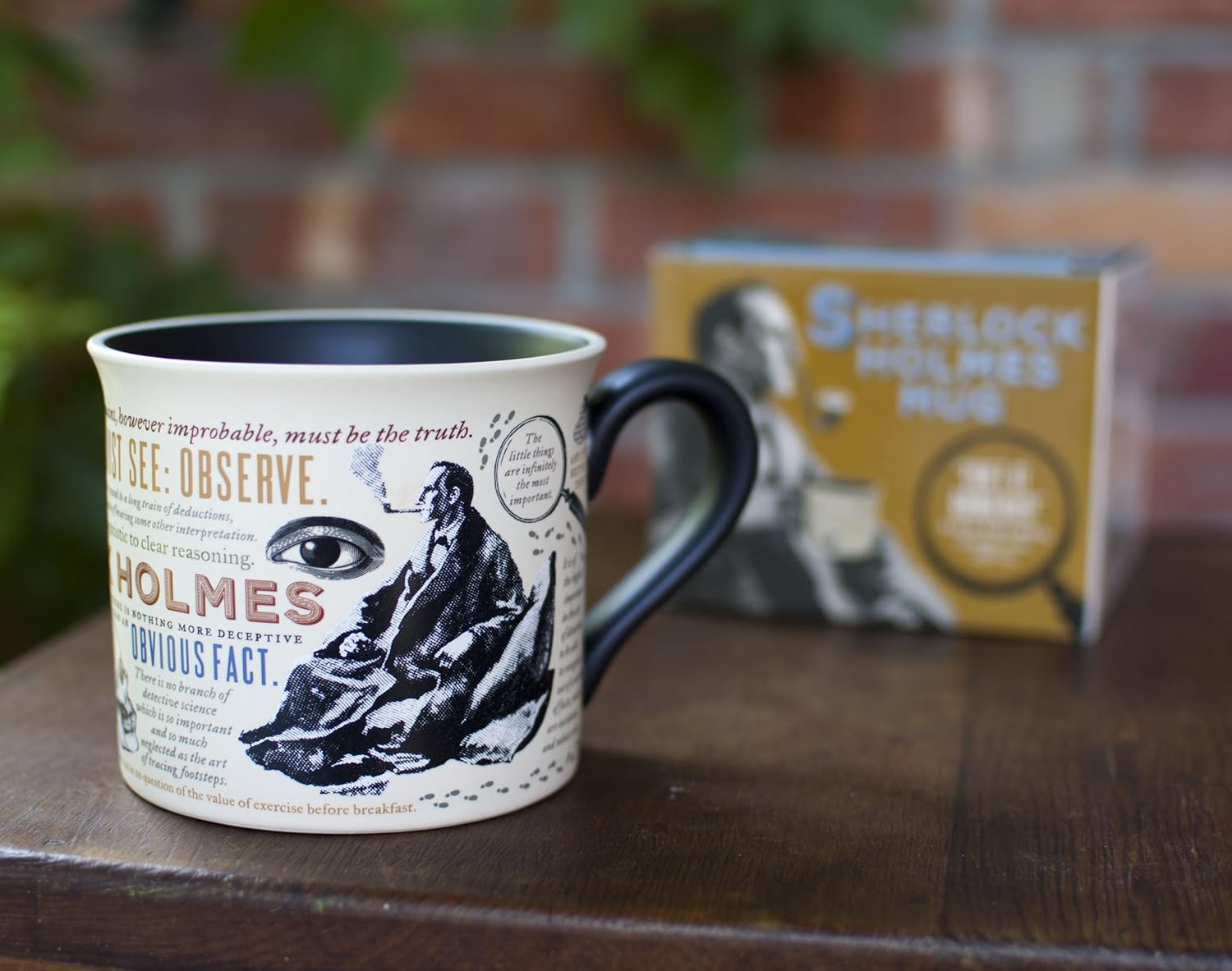🔥 Sherlock Holmes Coffee Mug - Holmes quotes, rules of deduction, intriguing images, and Sidney Pagets' portrait - Comes in a Fun Gift Box