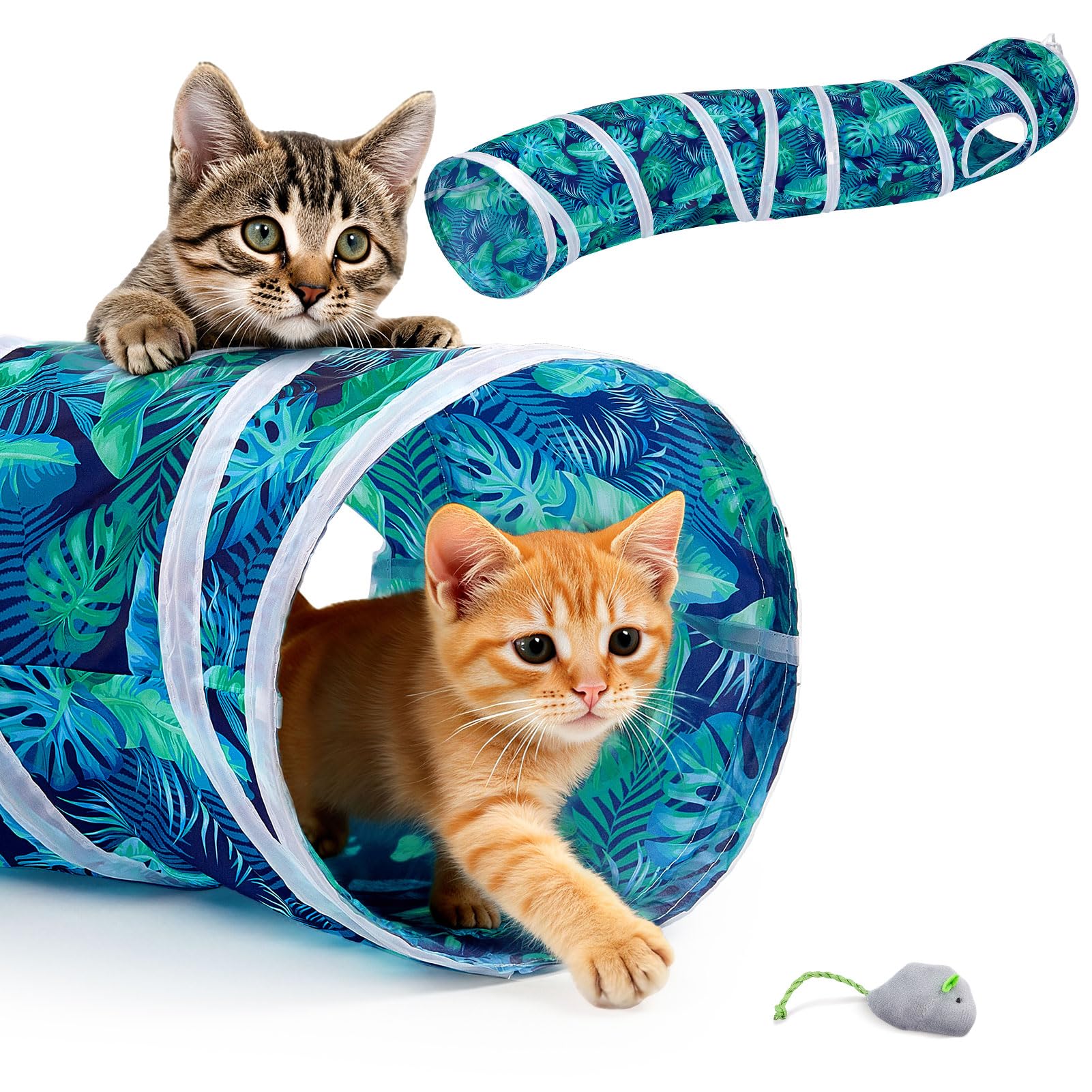Glittme S-Shape Cat Tunnel, Foldable Cat Tunnels for Indoor Cats