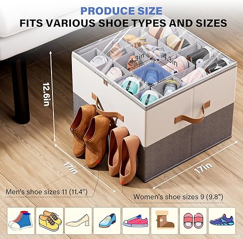 Miniatura 3 de Paquete de 2 organizadores de zapatos para armario, se adapta a hasta 16-32 pares, organizador plegable de almacenamiento de zapatos, contenedores