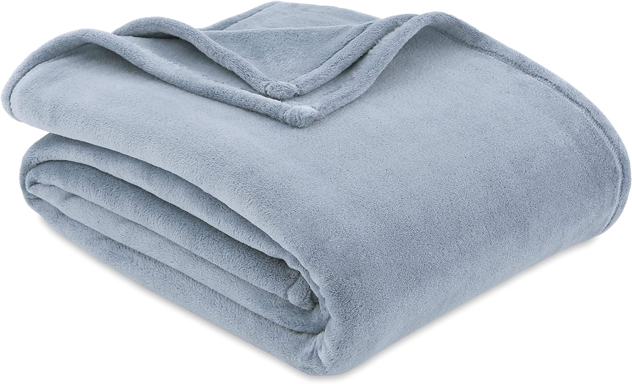 Berkshire Solid Serasoft Blanket | Ultra Soft All-Season Solid Plush Blanket | Blue | Full/Queen (90" x 90")