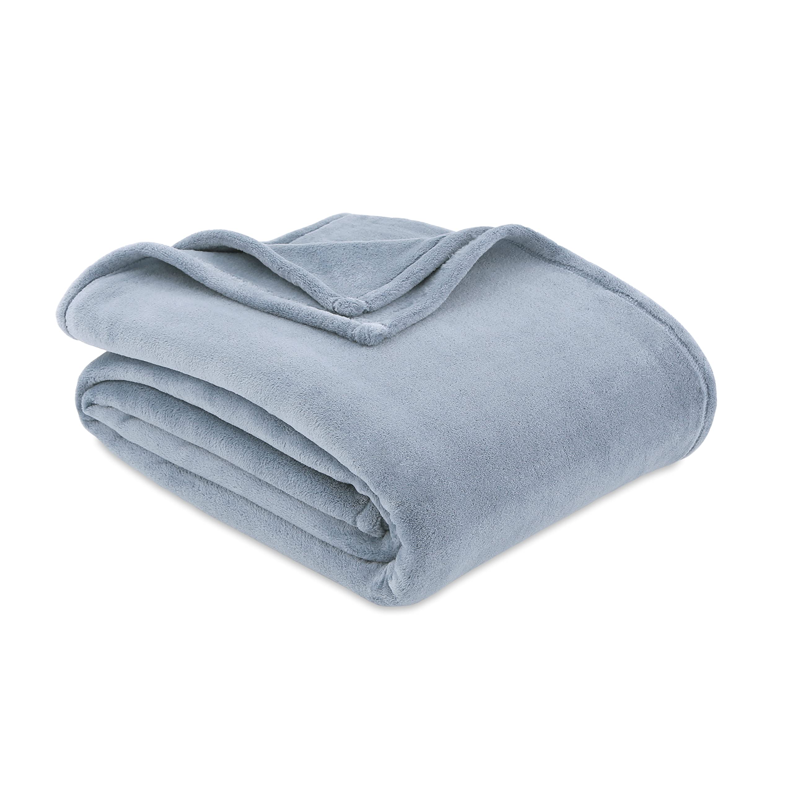 Berkshire Solid Serasoft Blanket | Ultra Soft All-Season Solid Plush Blanket | Blue | Full/Queen (90" x 90")