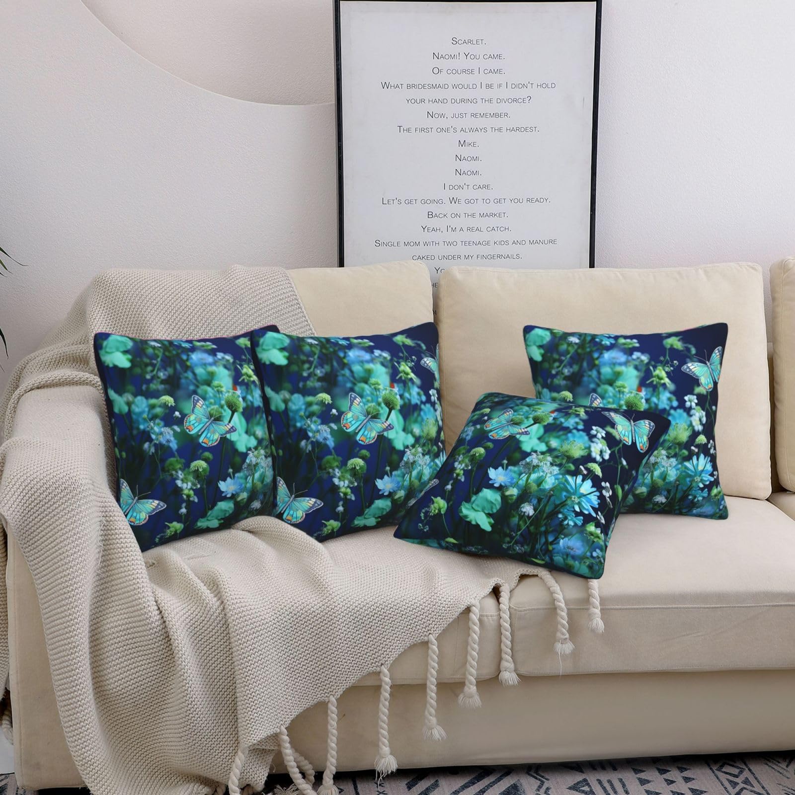 Housses de coussin douces motif papillon vert pour protéger et embellir le lit