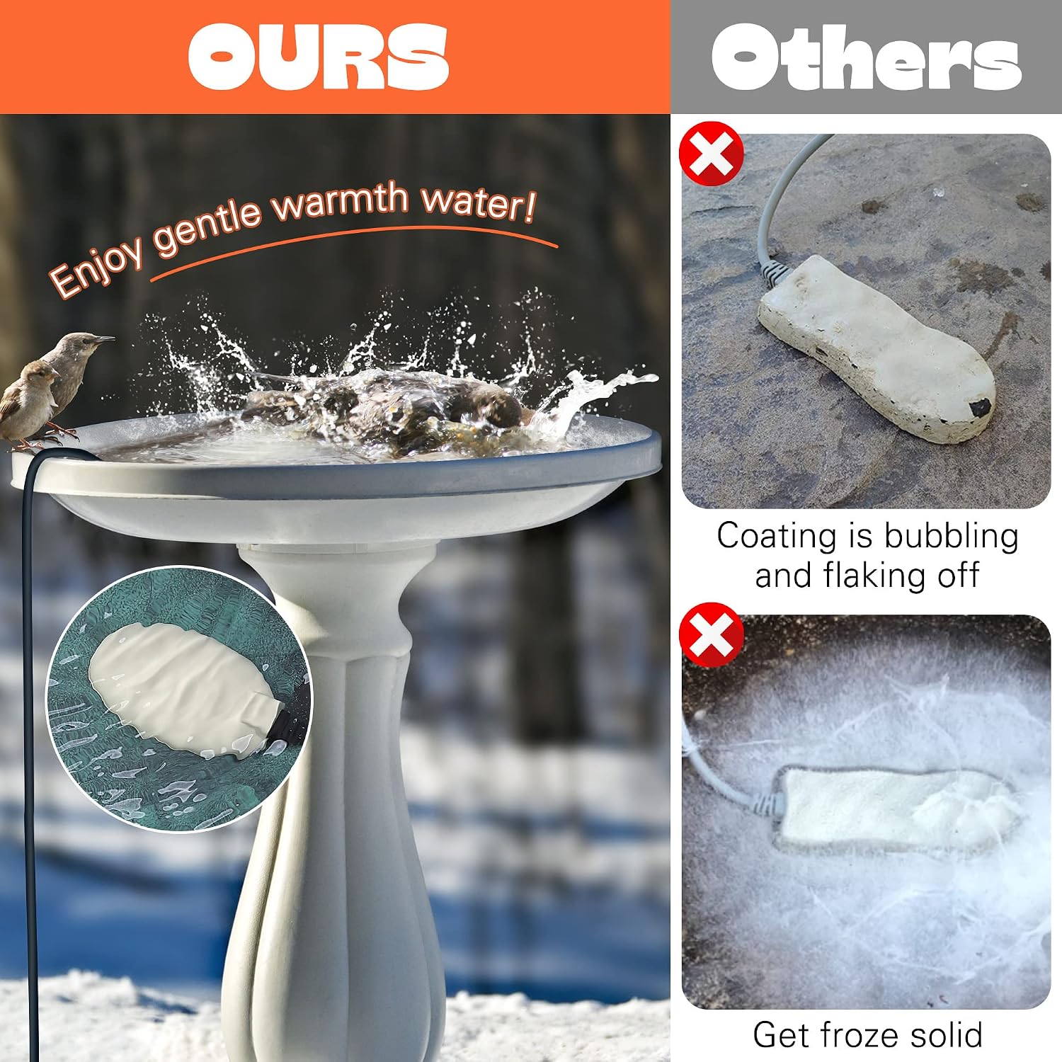1 Pack Upgrade Bird Bath Heater for Outdoors, 60 Watts Birdbath Deicer image 5
