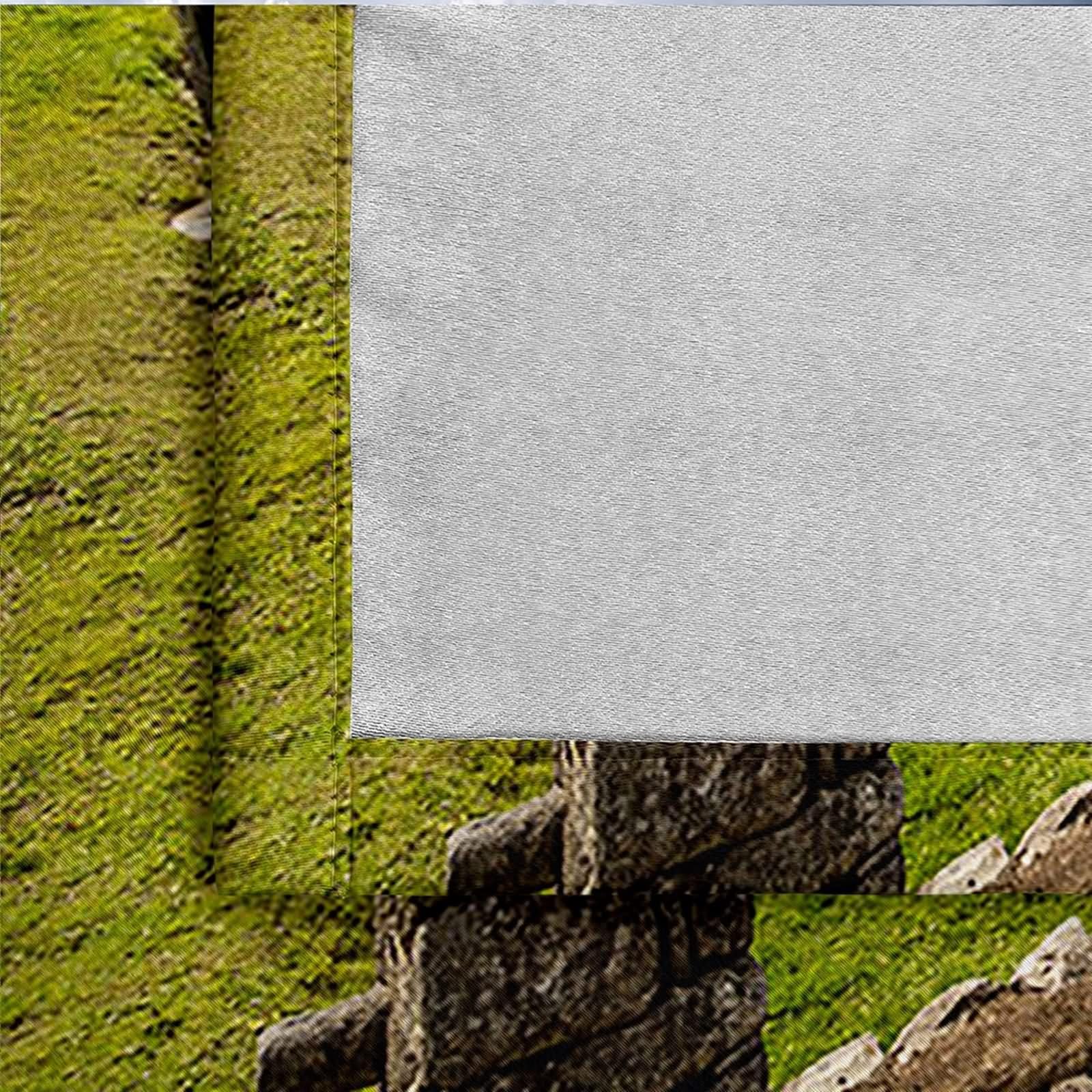 Curtains Rustique, Rideau Salle de Bain Fenetre Jaune Vert Marron Paysage de Montagne Polyester 2 Panneaux 428x183cm