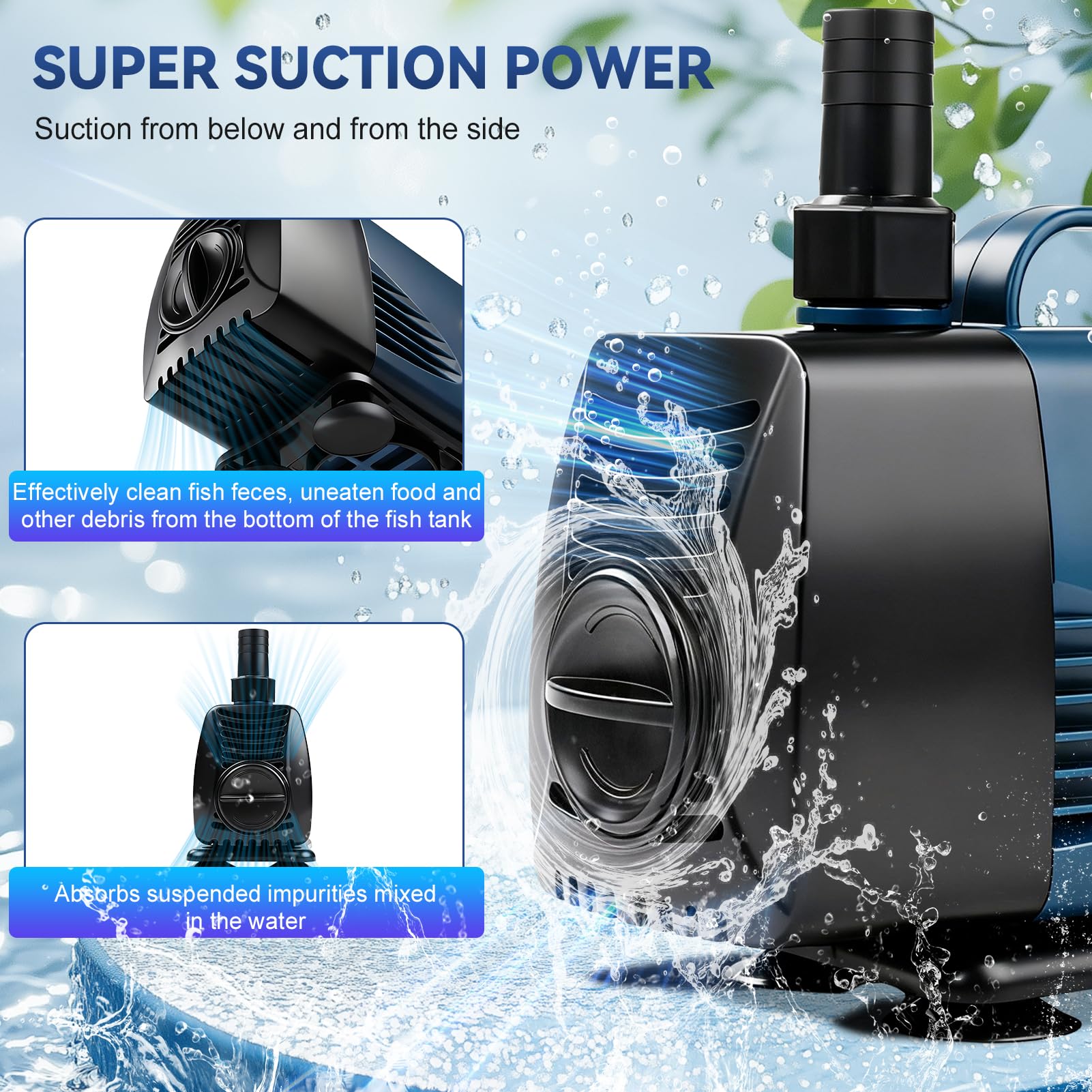 85 W silenziosa piccola pompa sommersa 5000L/H pompa sommersa per acquari, laghetti, fontane, idroponica