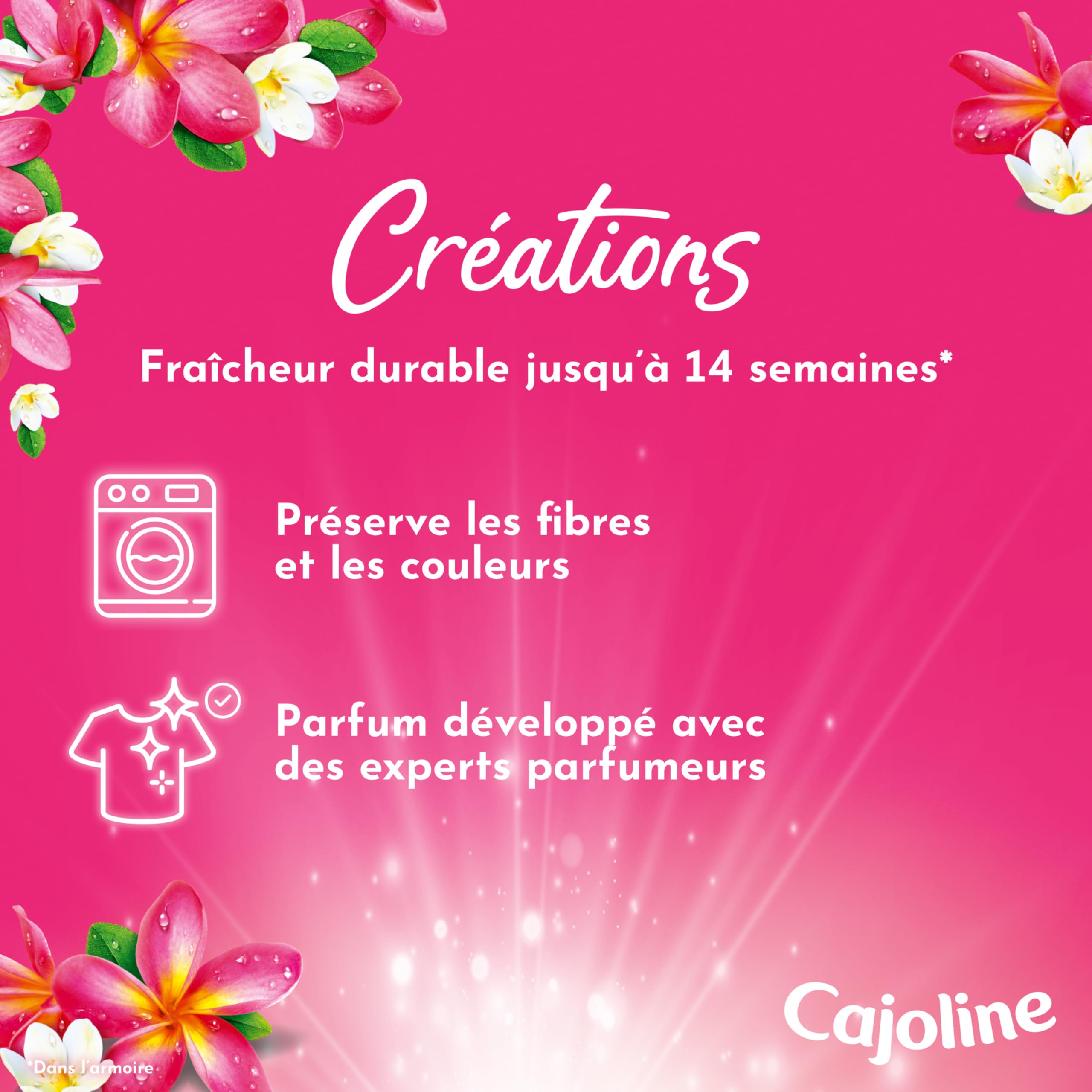 Cajoline Adoucissant linge liquide Fleur de la Tiaré & Pivoine Créations parfum et fraîcheur - 396 lavages -Lot de 6x66 lavages -1,386L
