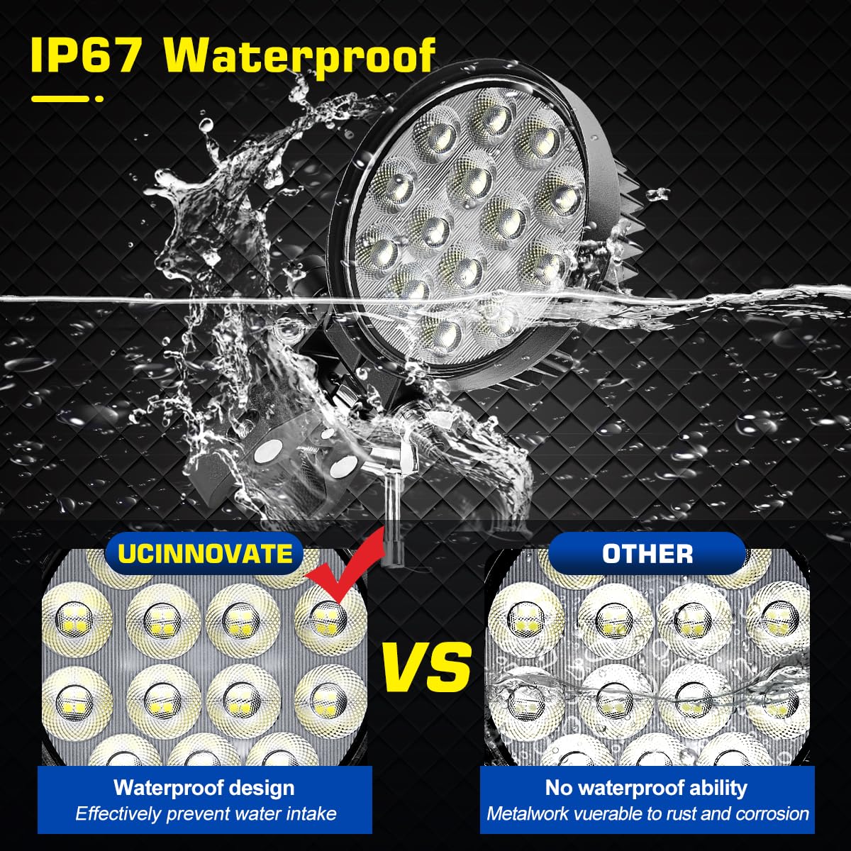 Portable LED Boat Spotlight with Mounting Clamp, 2 Way Power Super Bright LED Work Light 12V Marine Spot Lights for Boats Fishing, Battery Clamps/Cigarette Lighter Power Headlights for Camp Truck RV