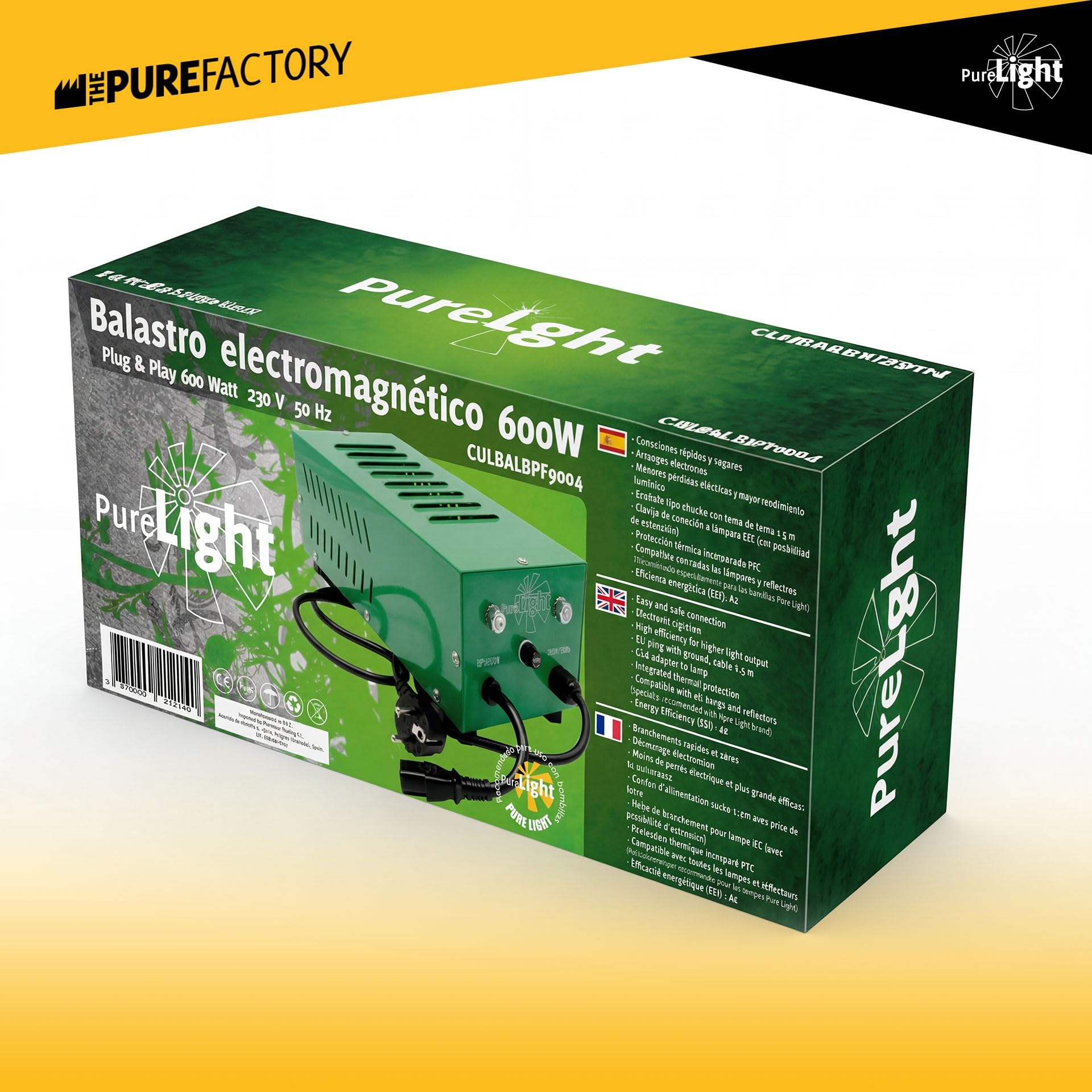 Balastro electromagnético cerrado de 600W | Compatible con lámparas HPS y MH | Eficiencia energética para crecimiento de plantas en interior | Ideal para cultivo de plantas