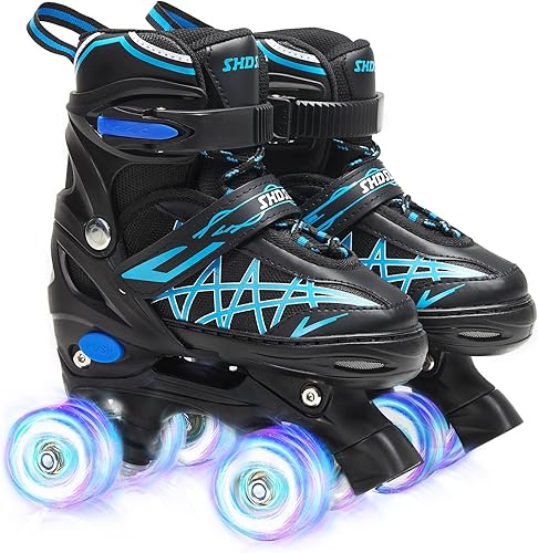 Miniatura 9 de Patines de ruedas para niñas para niños principiantes 4 tamaños ajustables, patines de ruedas iluminados con 8 ruedas para niñas, patines de ruedas