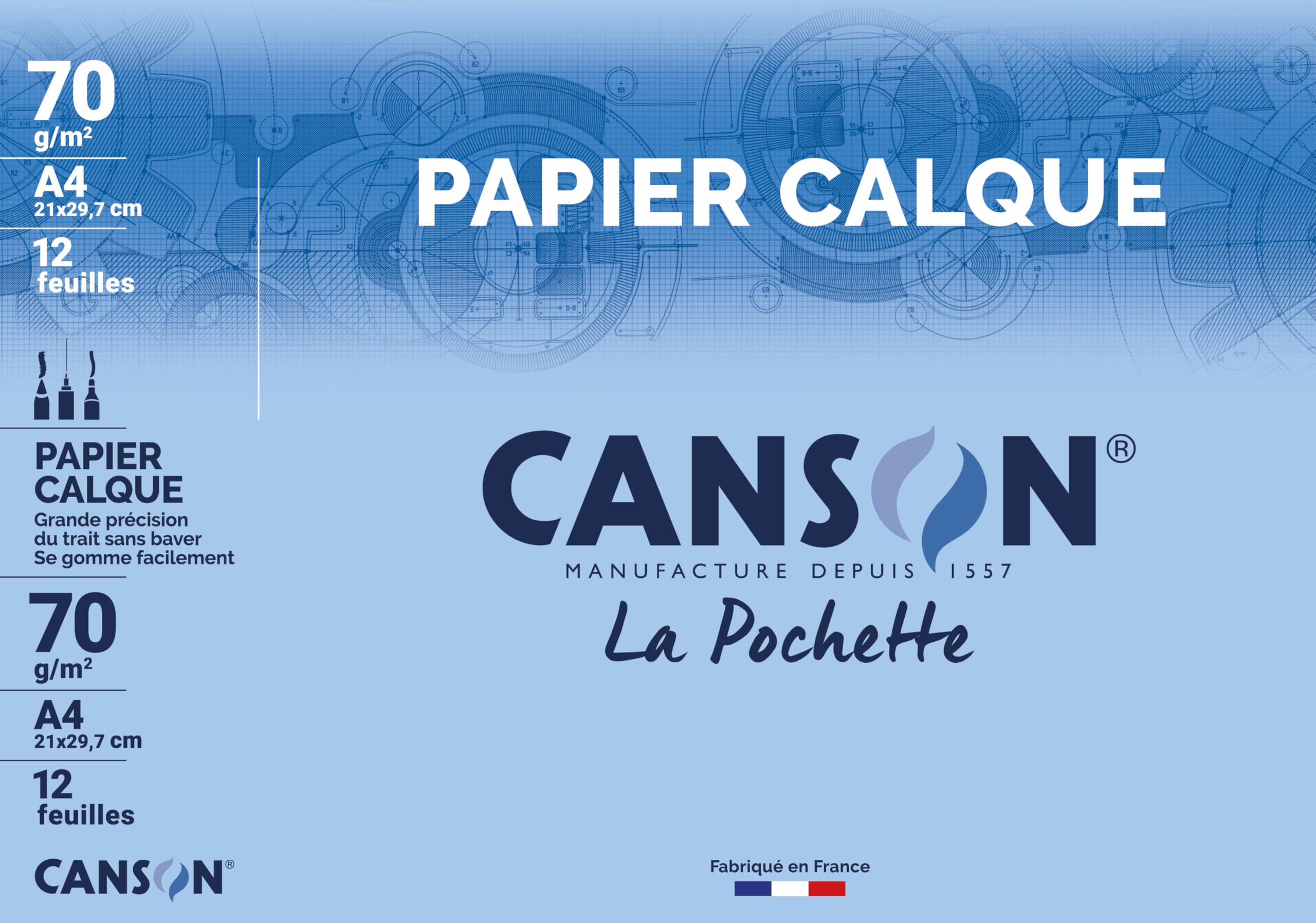 CANSON - Pochette 12 feuilles de papier calque A4 - 70g/m²