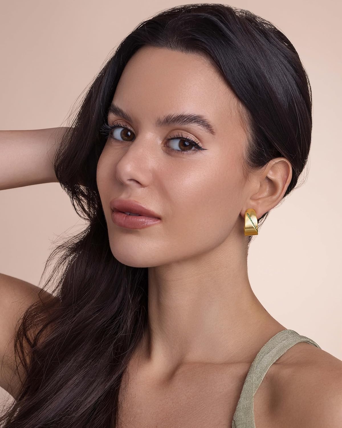 18K Gold Plated Chunky Curve Twisted Open Hoop Statement Stud Earrings with CZ for Women by SNGIA, Large Handmade Spiral Texture Braided Formal Trendy Hoop Jewelry Gifts, Big Circle Geometric Shell Beachy Vacation Fashion Hanging Earrings Accessories, Vintage Retro Thick Bohemian Nickle Free Circular Sun Dangle Earrings. - Image 2