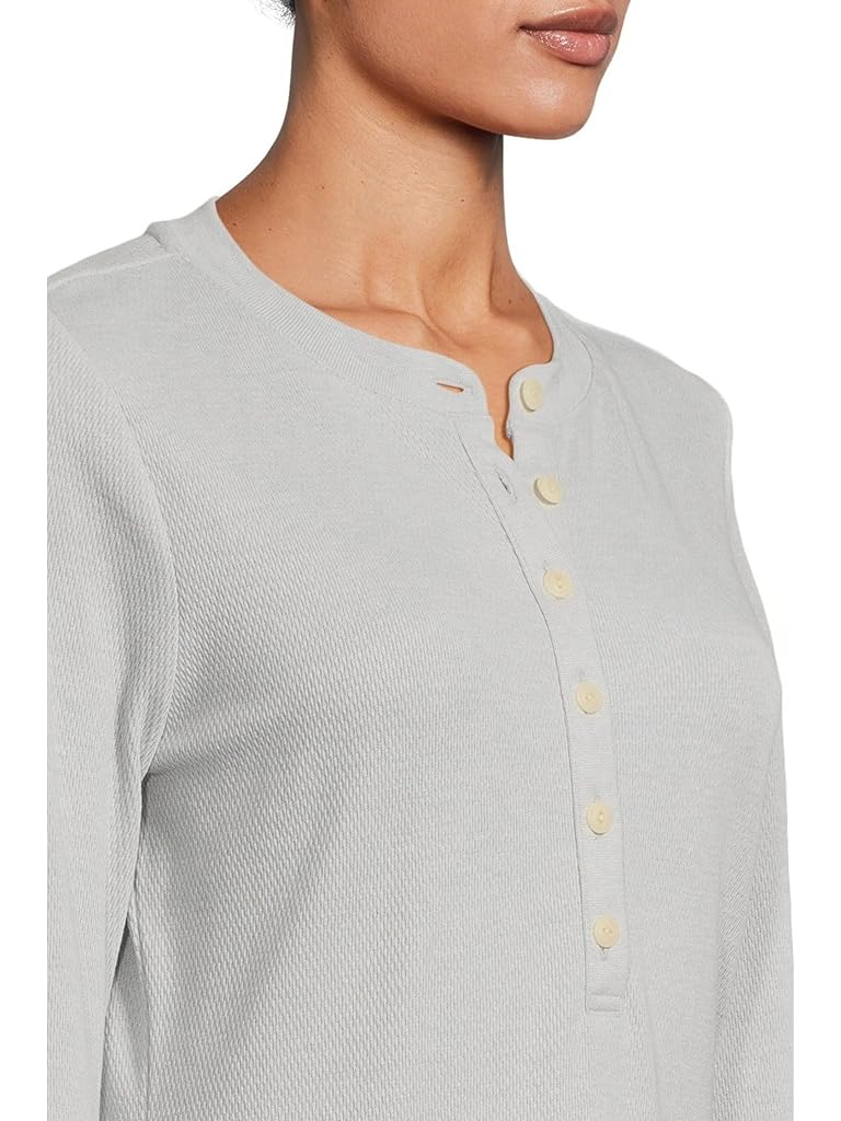 Gray L.L.Bean Signature Premium Thermal Long Sleeve Henley Shirt