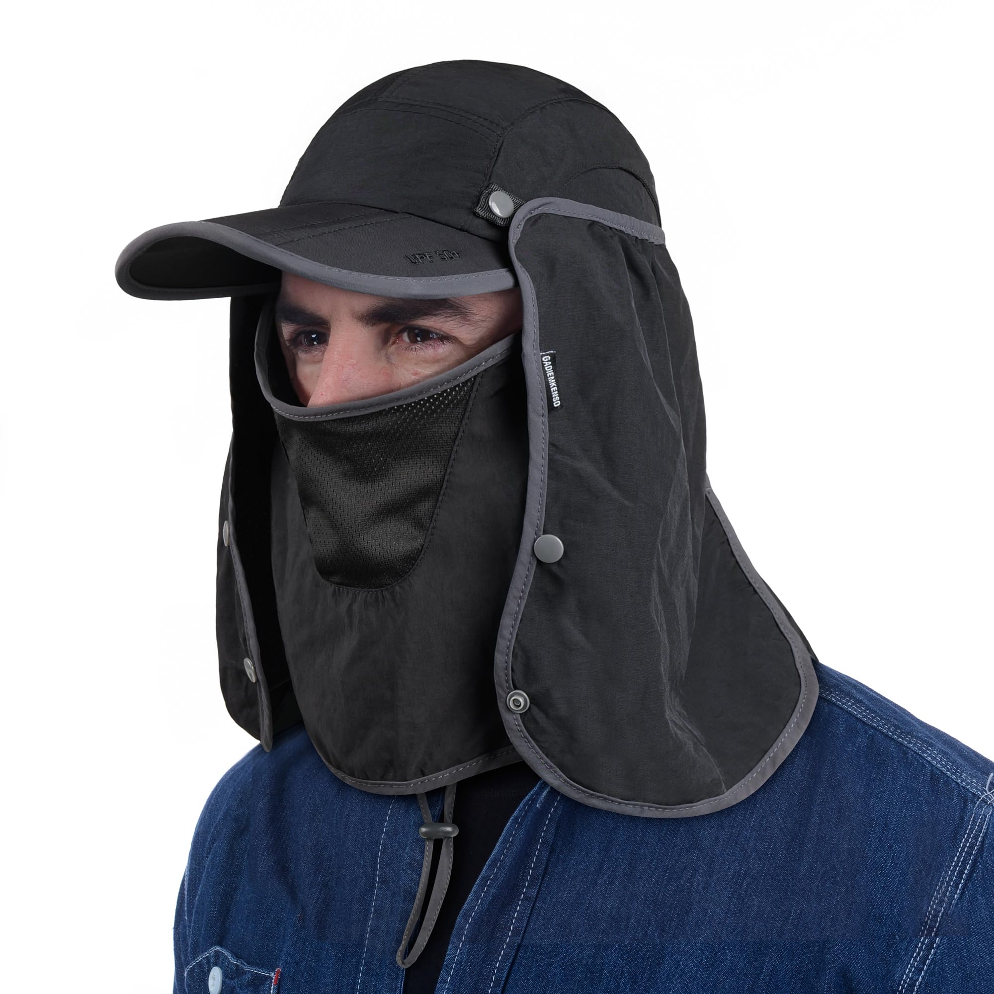 GADIEMKENSD UPF 50+ Folding Fishing Hat 360 Outdoor Sun Hat