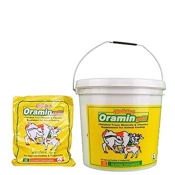 Oramin Gold (Rajshree Supplements) ? Chelated Mineral Mixture for Buffalo, Cow, Sheep, Goat, Poultry and Aqua (1 Kg)